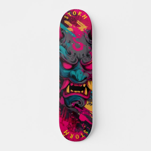 Máscara Oni de Grafite Urbano - Skate personalizáv (Frente)