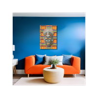 Máscara Tribal Africana Laranja Impressão em Tela 