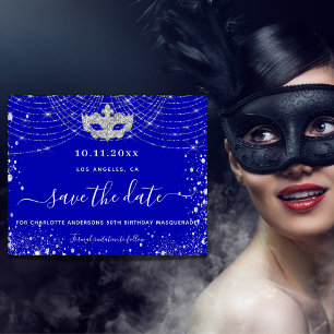 Mascarada de orçamento azul real salvar data