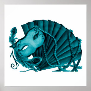 Mascarada em Teal Poster