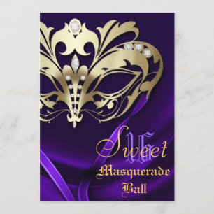 Mascarada Purple Jeweled Sweet 16 Convite