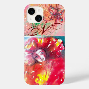 MASCARADA VENETIANO - MÁSCARA EM MONOGRAMA VERMELH