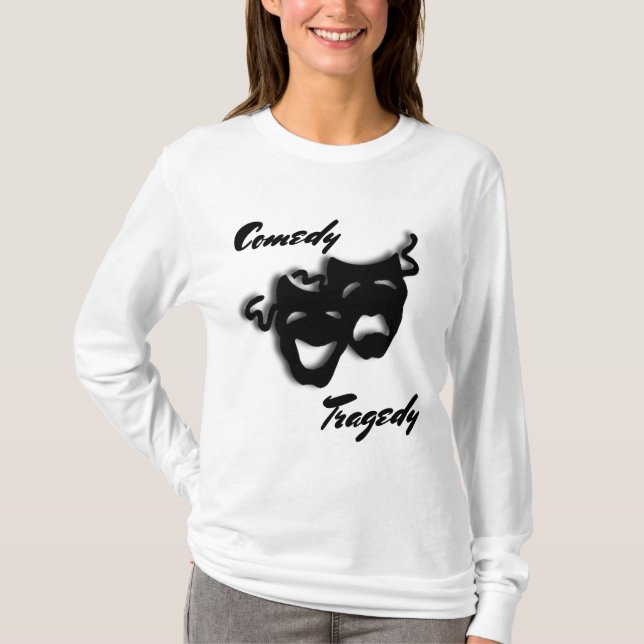 Máscaras de Comédia e Tragédia Camiseta Manga Long (Frente)