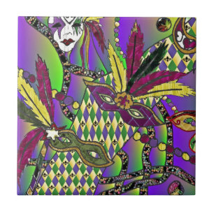 Máscaras de penas psicodélicas de Mardi Gras