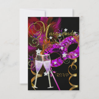 Máscaras de Resposta RSVP Preto-Dourado Rosa 2