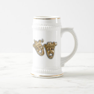 Máscaras douradas da tragédia da comédia da caneca