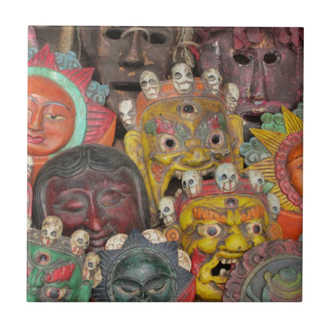 Máscaras em Boudhanath, Azulejo de Katmandu (Frente)