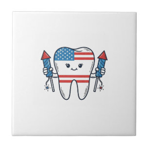 Mascote de Dente Patriótico Desenho Vetorial de Fo