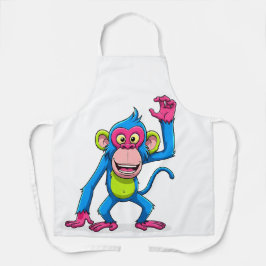 Mascote de Macaco Sorridente Rosa em Desenho Anima