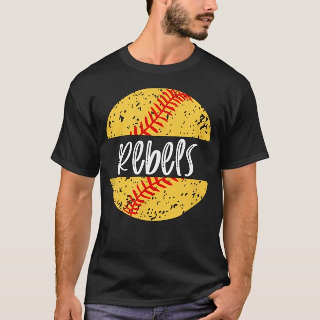 Mascote do Time de Softbol Rebels Camisa de Espíri (Frente)