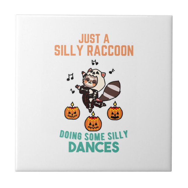 Mascote Guaxinim Dançando Abóbora de Halloween (Frente)
