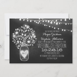 Mason jar chalkboard convites de casamento