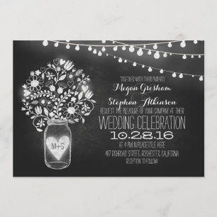Mason jar chalkboard convites de casamento