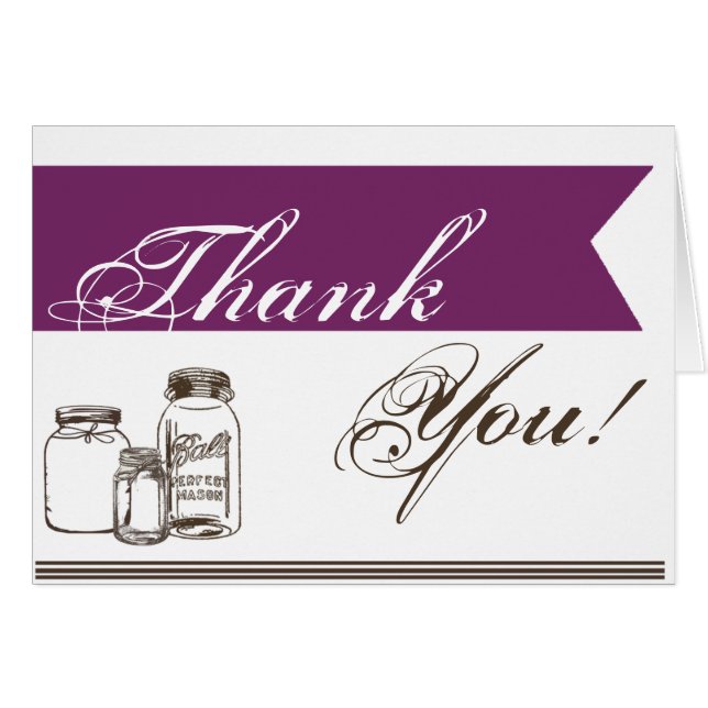 Mason Jar Country Rustic, Cartões de agradecimento (Frente horizontal)