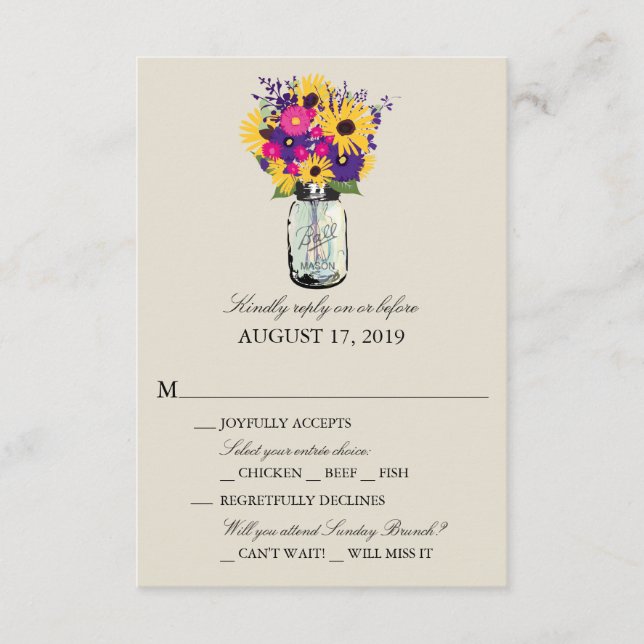 Mason Jar Daisies e Sunflower | RSVP (Frente)
