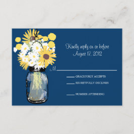 Mason Jar Daisies Sunflower & Billy Balls RSVP