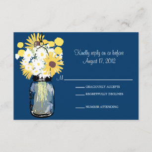Mason Jar Daisies Sunflower & Billy Balls RSVP