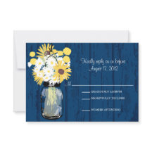 Mason Jar Daisies Sunflower & Billy Balls RSVP