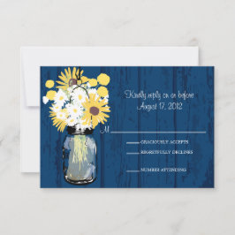 Mason Jar Daisies Sunflower & Billy Balls RSVP