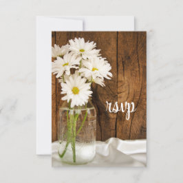 Mason Jar e Daisies Country Weding RSVP Card