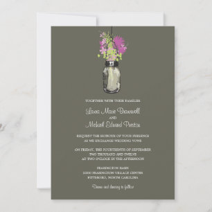 Mason Jar e Flores Selvagens Convites para Casamen