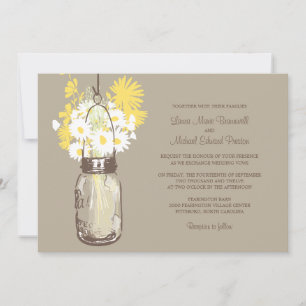 Mason Jar e Flores Selvagens Convites para Casamen