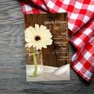 Mason Jar e White Daisy Country Weding Menu
