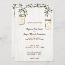 Mason Jar & Fireflies - Convites De Casamento Russ