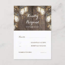 Mason Jar Firefly Luz Rustic Wedding RSVP