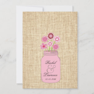 Mason Jar Flowers & Burlap Weditation Convite
