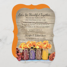 Mason Jar Flowers Rustic Thankaking Convite