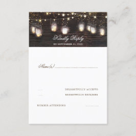 Mason Jar Lights Rustic Wedding RSVP