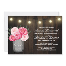 Mason Jar + Peony Convites de chá de panela Russos