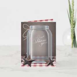 Mason Jar Rustic Stars Red Obrigado Cartões