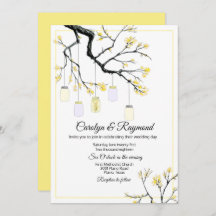 Mason Jar sobre o Convite para Casamento de Árvore