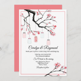 Mason Jar sobre o Convite para Casamento de Árvore