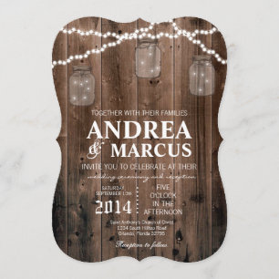 Mason Jar String Luzes 5x7 Convite de Casamento