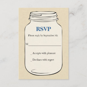 Mason Jar Style 2 Weding RSVP - Azul