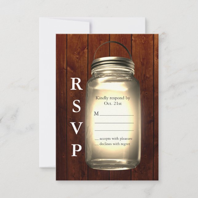 Mason Jar Wedding RSVP (Frente)