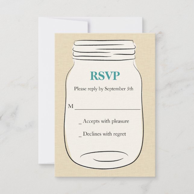 Mason Jar Wedding RSVP - Teal (Frente)