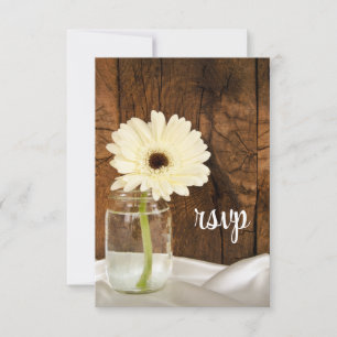 Mason Jar White Daisy Country Casamento RSVP Card