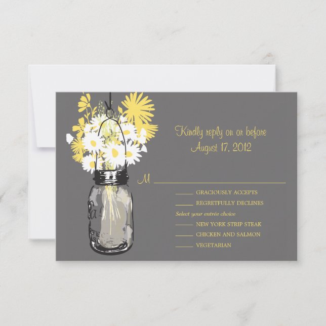Mason Jar & Wildflower RSVP & Menu Card (Frente)