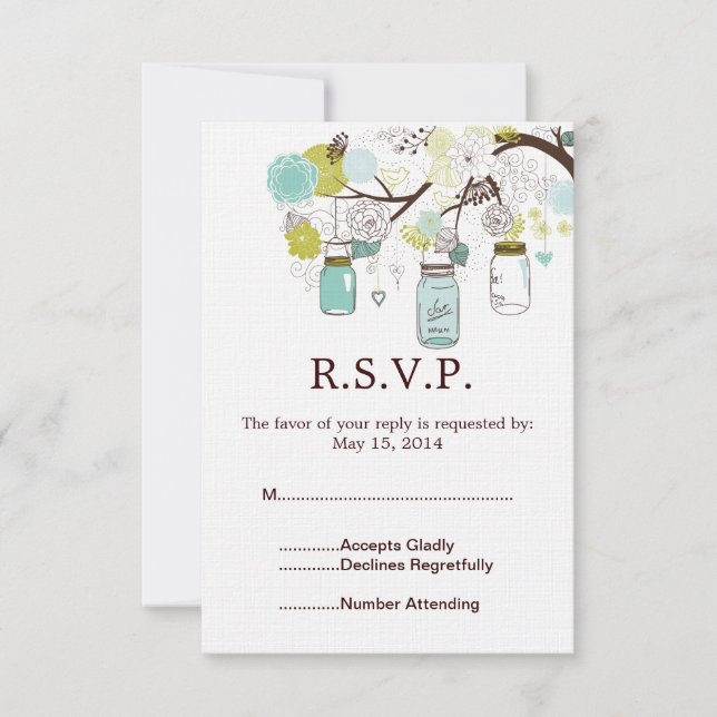 Mason Jars e Blue Green Flowers RSVP (Frente)