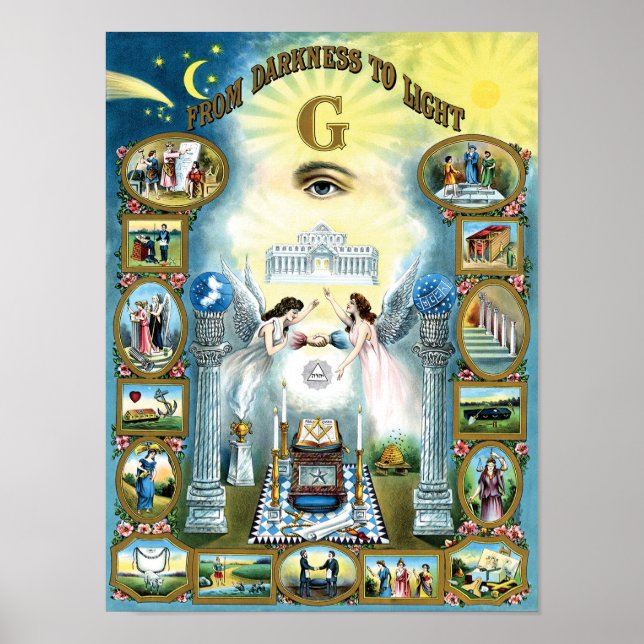 Masonic Poster From Darkness to Light Freemasonry (Frente)