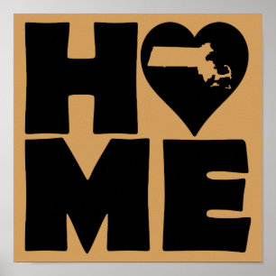 Massachusetts Home Heart State Poster