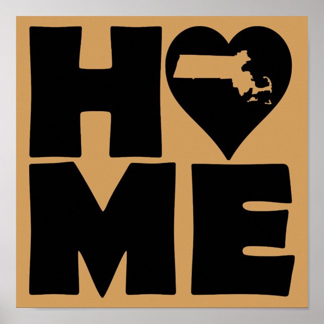 Massachusetts Home Heart State Poster (Frente)