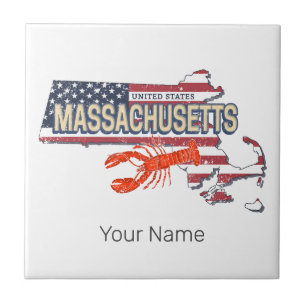 Massachusetts United States Retro Map Vintage EUA