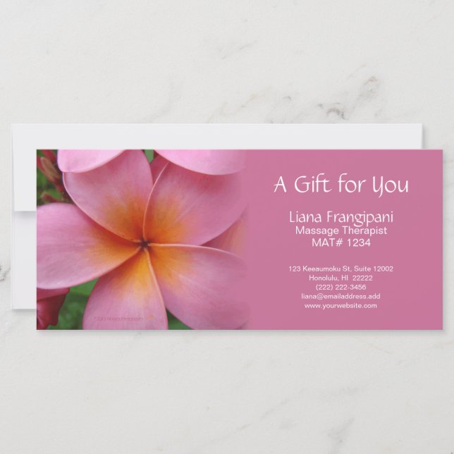 Massagem de Plumeria Rosa ou Certificados de Prese (Frente)