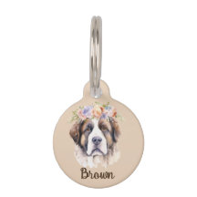 Mastif Watercolor Flower Round Pet Tag