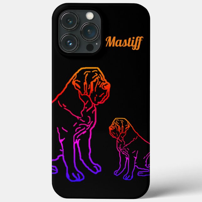 Mastiff englische Dogge Neon Comic Best Wishes (Verso)